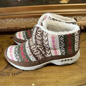 Easy Spirit Womens Trippin Brown Faux Fur Cozy Slip On Ankle Boots Shoes NWT 8 M